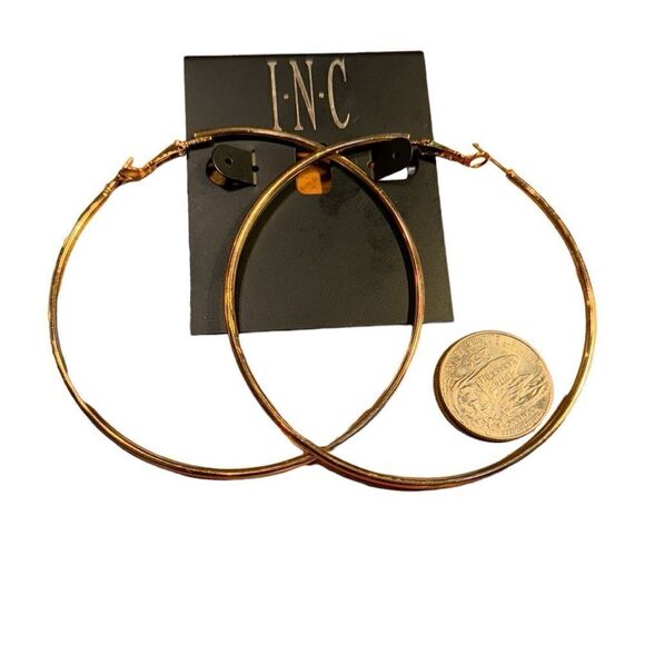 NWT INC Extra-Large Thin Hoop Earrings, 3.15 inch - Picture 4 of 4